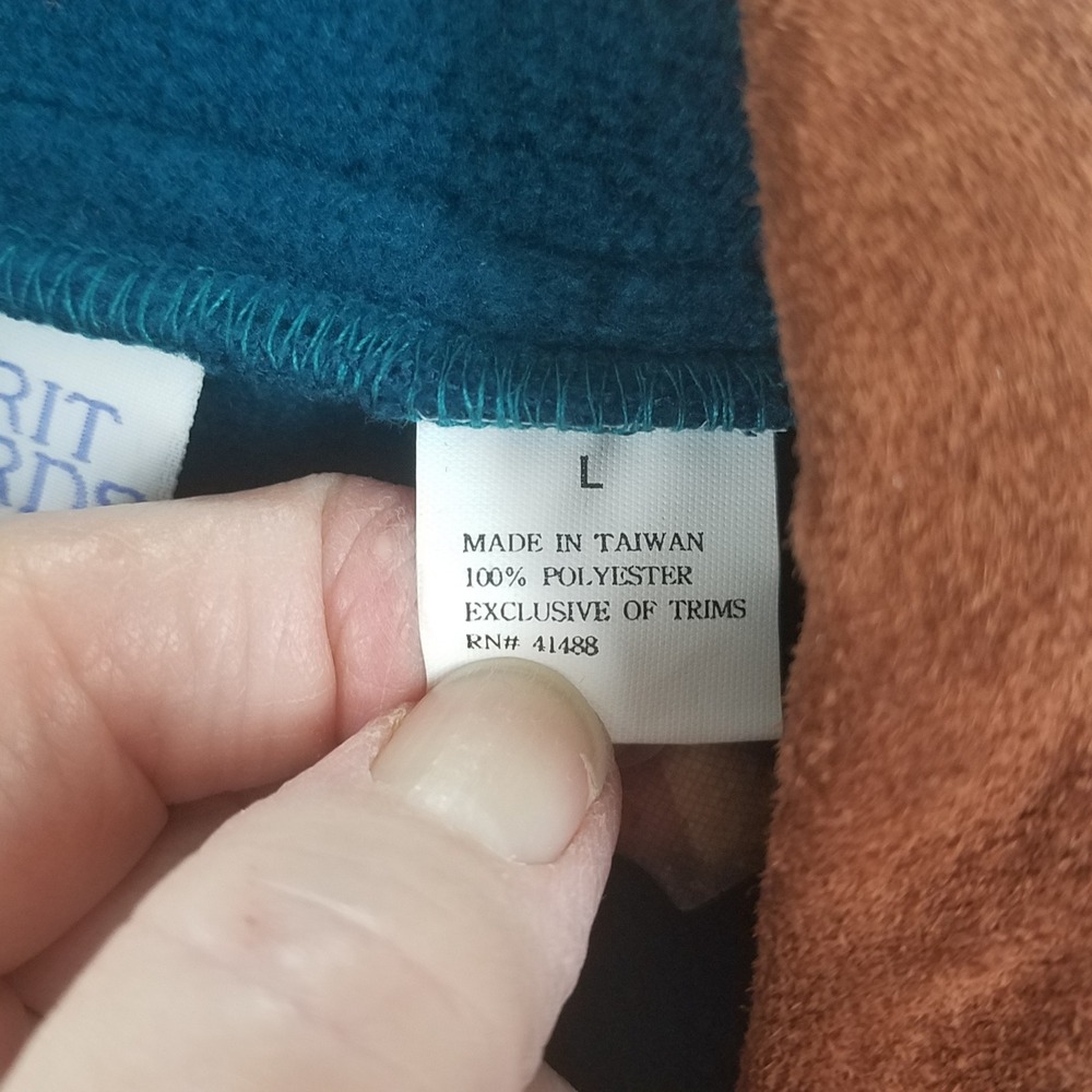Merit Awards Teal‎ Fleece Quarter Zip Pullover Men's L Warm Casual Outdoors - Picture 7 of 7